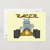 Racing Hippo T - Shirt und Geschenke Postkarte (Vorne/Hinten)