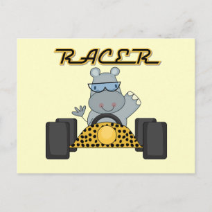 Racing Hippo T - Shirt und Geschenke Postkarte