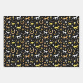 Racing Horseshoes Derby Pattern Black Gold Geschenkpapier Set (Vorderseite 3)