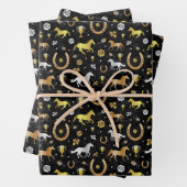 Racing Horseshoes Derby Pattern Black Gold Geschenkpapier Set (Beispiel)