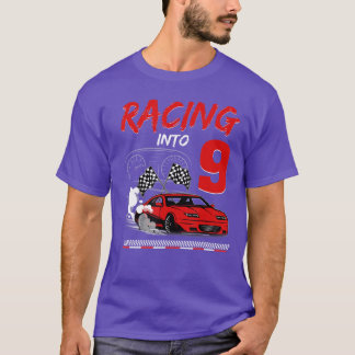 Racing into 9 Year Old Birthday Race 9th Boy Party T-Shirt