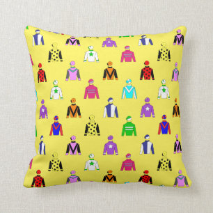 Racing Jockey Silks Muster auf Gelb Kissen