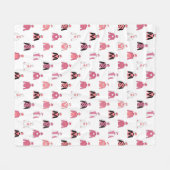 Racing Jockey Silks Muster Rosa Weiß Fleecedecke (Vorderseite (Horizontal))