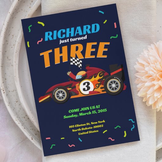 Racing Kid's Geburtstag Race Car Thema Einladung