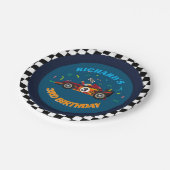 Racing Kid's Geburtstag Race Car Thema Einladung Pappteller (Schrägansicht)