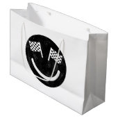 Racing Lächeln für Race Car Partys Große Geschenktüte (Vorderseite Schrägansicht)