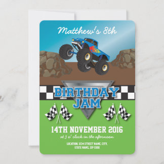 Racing Monster Jam Truck Geburtstagsparty Einladung