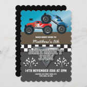 Racing Monster Jam Trucks Personalisiert Geburtsta Einladung (Vorne/Hinten)