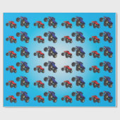 Racing Monster Truck Birthday Wrapping Paper Geschenkpapier (Flach)