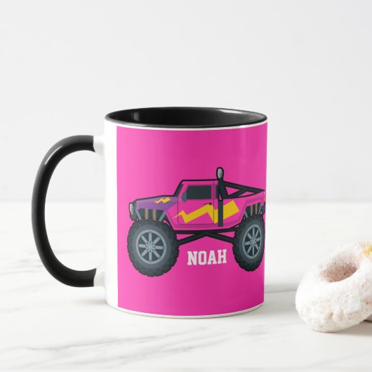 Racing Monster Truck, für Jungen und Mädchen Coffe Tasse (Mit Donut)