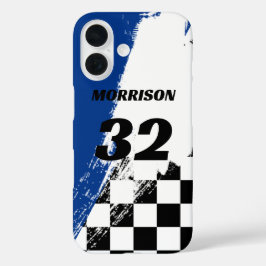 Racing Name Number Blue Black and White  iPhone 16 Hülle