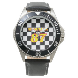 Racing Name Number Checkered  Armbanduhr