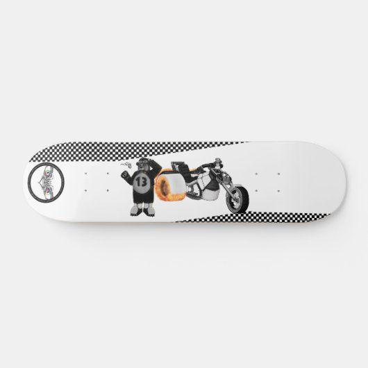 Racing Panda Patrol Schwarz-Weiß detaillierte Skateboard (Horizontal)