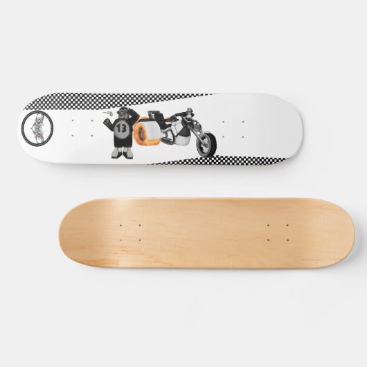 Racing Panda Patrol Schwarz-Weiß detaillierte Skateboard (Horizontal)
