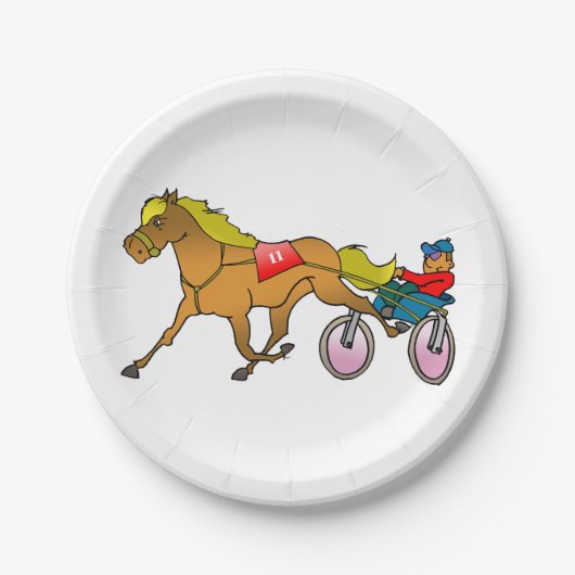 Racing Pferd und Buggy Papier Teller (Vorderseite)