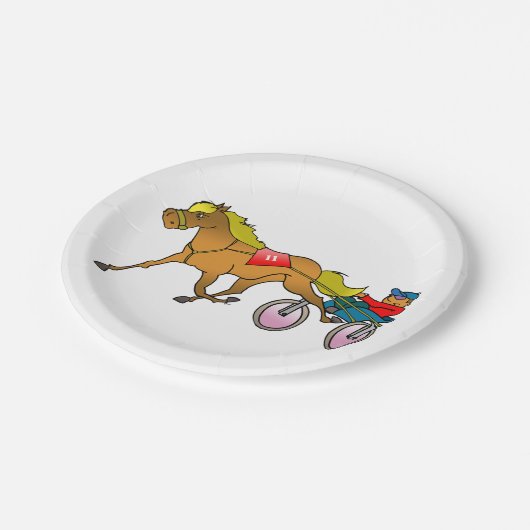 Racing Pferd und Buggy Papier Teller (Schrägansicht)