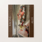 Racing Puzzle mit personalisiertem Namen. (Vertikal)