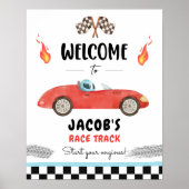 Racing Race Car Zwei schnelles neugieriges Junge W Poster (Vorne)