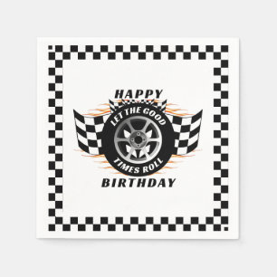 Racing Racecar Sports Car Checkered Supplies Party Serviette