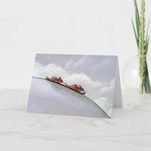 Racing Ratten Ski abwärts Spaß einzigartige Ratten Karte (Vorderseite)