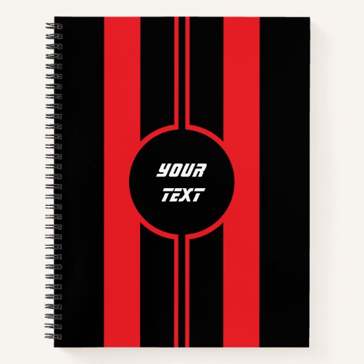 Racing Red Black Double Stripes Sport Custom Notizblock (Vorderseite)