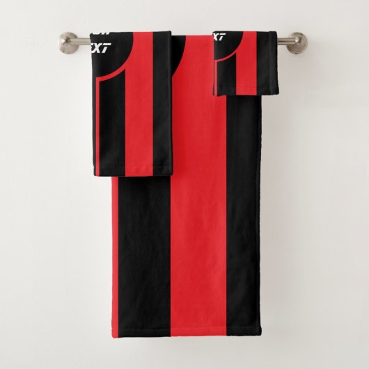 Racing Red Double Stripes Sport Custom Badhandtuch Set (Insitu)