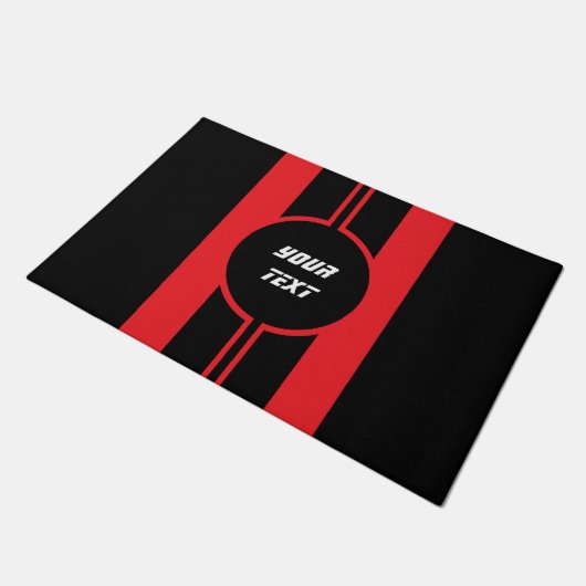 Racing Red Double Stripes Sport Custom Fußmatte (Schrägansicht)