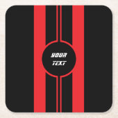 Racing Red Double Stripes Sport Custom Rechteckiger Pappuntersetzer (Vorderseite)