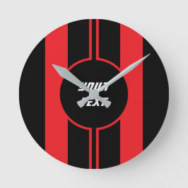 Racing Red Double Stripes Sport Custom Runde Wanduhr