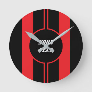 Racing Red Double Stripes Sport Custom Runde Wanduhr