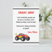 Racing Red Monster Truck für Racer Boys Stationer Dankeskarte (Stehend Vorderseite)