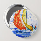 Racing Sailboat Name Abzeichen Grosses Button (Vorne & Hinten)