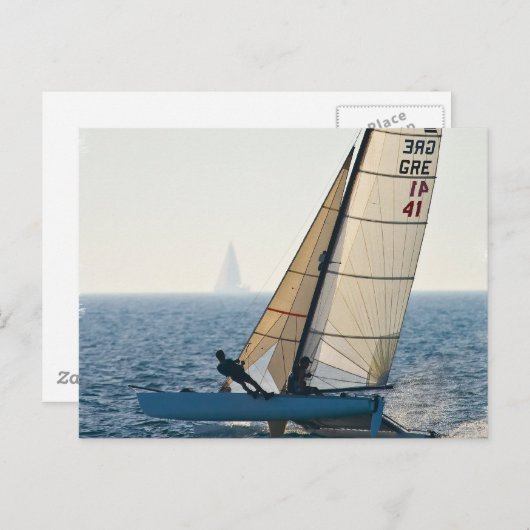 Racing Sailboat Postkarte (Vorne/Hinten)