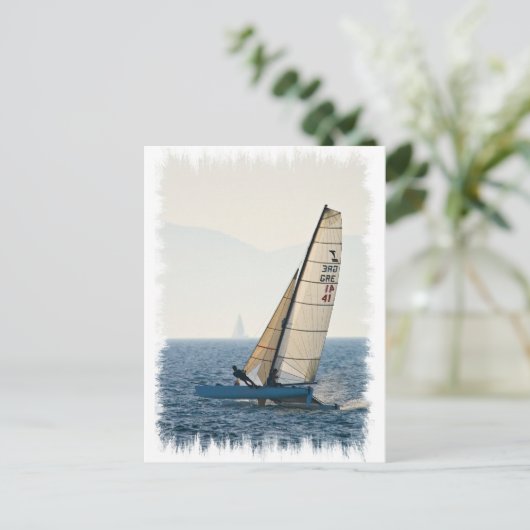 Racing Sailboat Postkarte (Stehend Vorderseite)