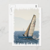 Racing Sailboat Postkarte (Vorne/Hinten)
