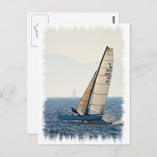Racing Sailboat Postkarte (Vorne/Hinten)