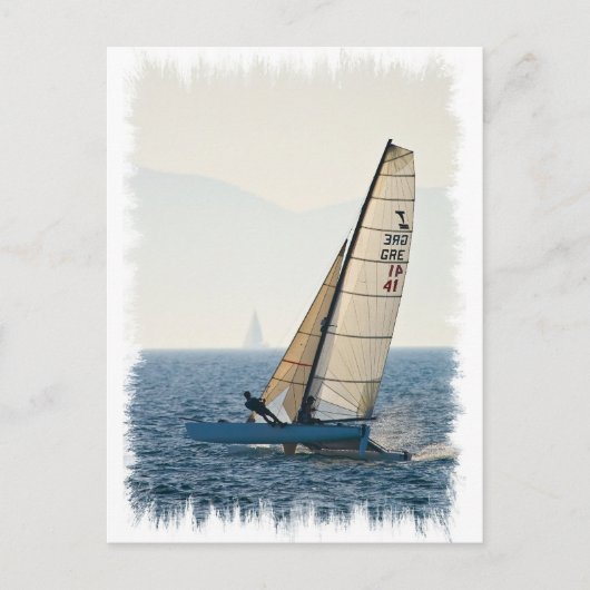 Racing Sailboat Postkarte (Vorderseite)