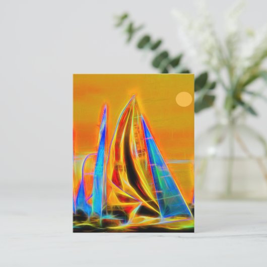 Racing Sailboote Postkarte (Stehend Vorderseite)
