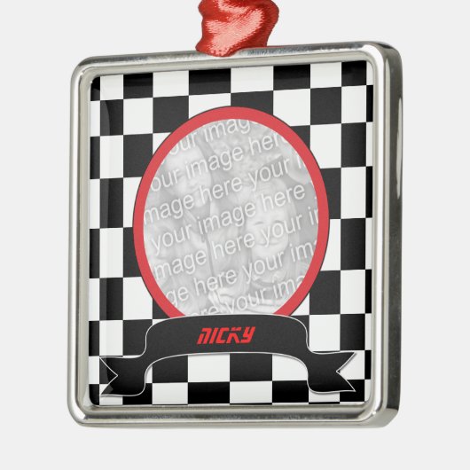 Racing Schachbretts Custom Foto Ornament (Links)