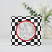 Racing Schachbretts Party Einladung (Stehend Vorderseite)