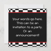 Racing Schachbretts Party Einladung (Rückseite)