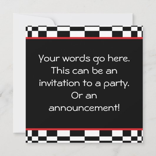 Racing Schachbretts Party Einladung (Rückseite)