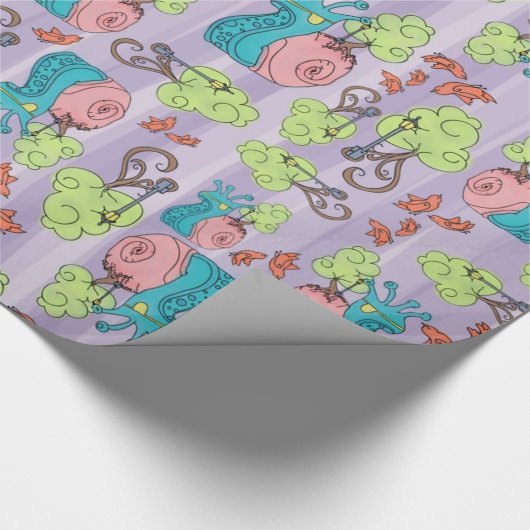 Racing Schnecken und Vögel Geschenkpapier (Ecke)