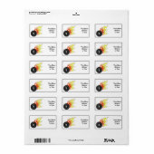 Racing Skull in Flaming Wheel Adressaufkleber (Vorne)