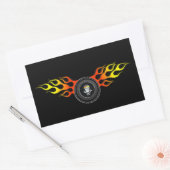 Racing Skull in Flaming Wheel Rechteckiger Aufkleber (Umschlag)