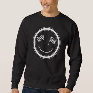 Racing Smile Racecar Checkered Flag Race Track Car Sweatshirt