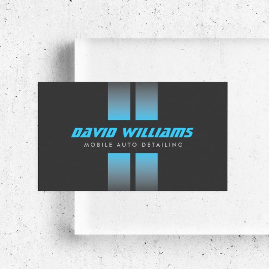 RACING STRIPES BLUE/GRAY Auto Detailinformationen, Visitenkarte