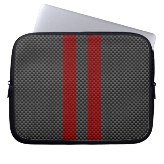 Racing Stripes im Rot-Kohlenstoff-Faserstil Laptopschutzhülle (Vorderseite)