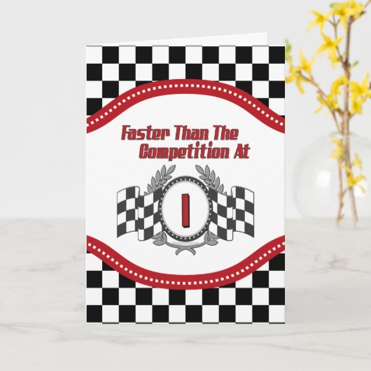 Racing Thema 1. Geburtstag Karte (Gelbe Blume)