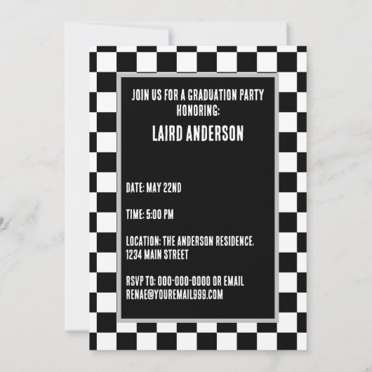 Racing Theme Abschluss Einladung (Rückseite)